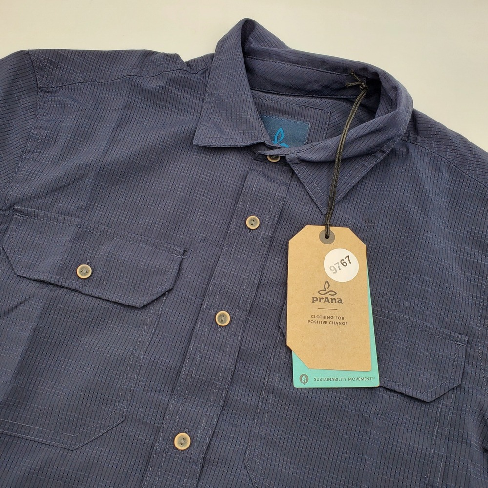 Prana Cayman Shirt Mens XS Nautical Blue Short Sleeve Button Down M11170332 NWT
